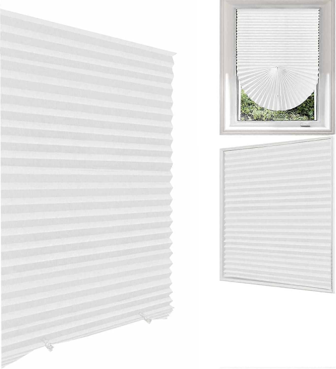 Temporary Window Blinds, Pleated Window Shades Cordless Fabric Shades Light Filtering Fabric Blinds for Windows,Easy to Cut and Install