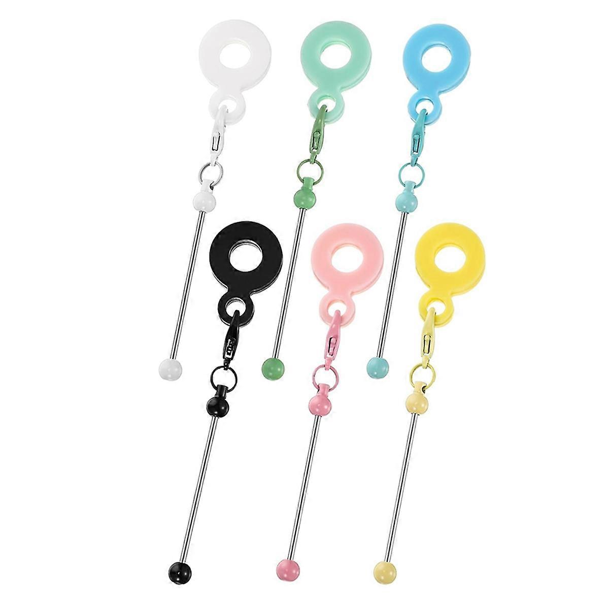 6Pcs Beadable Cup Charm Tumbler Straw Charm Blank Bar DIY Beaded Straw Charm Adapters Pendant Ornament Mixed Color