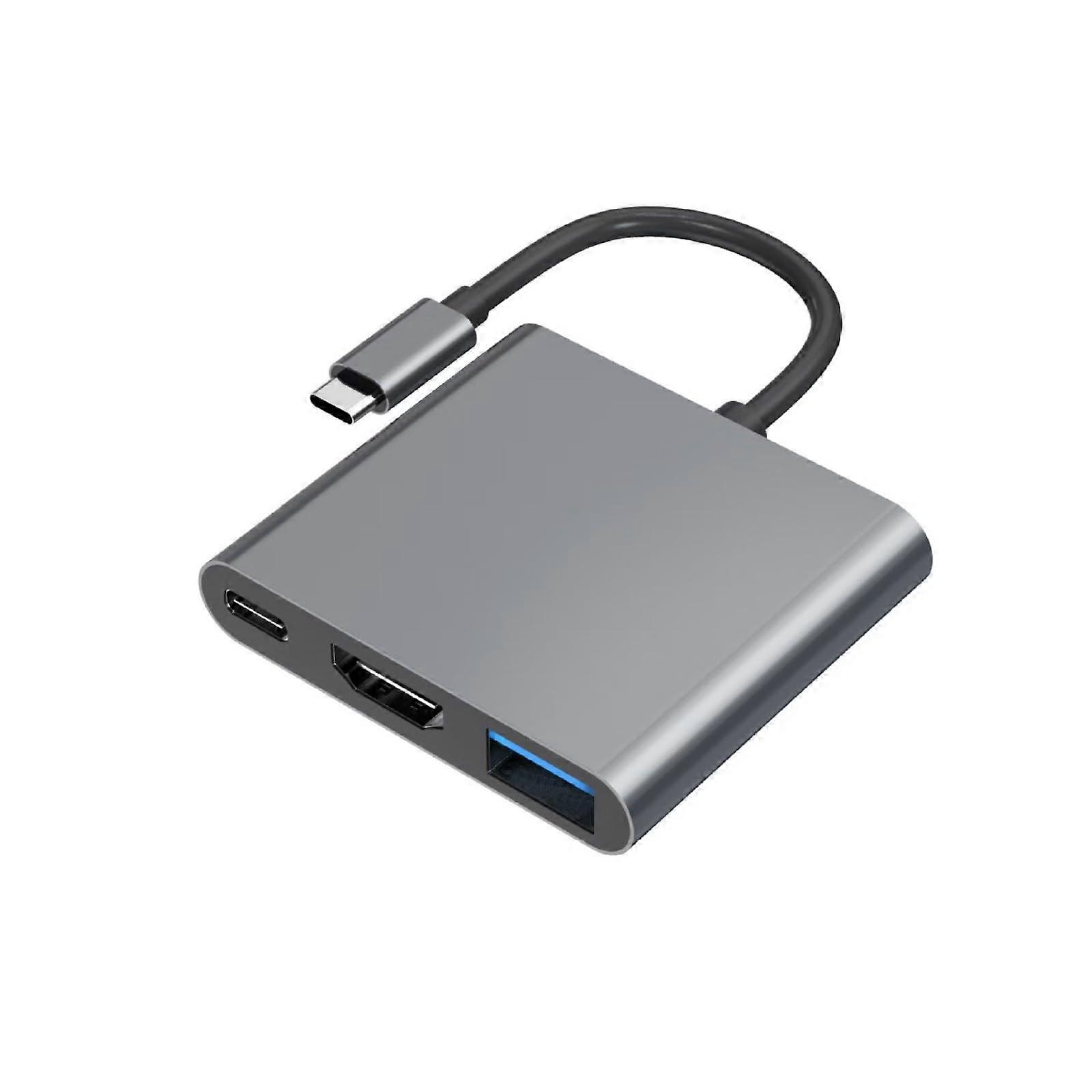 Type C To HDTV Adapter 4K 3840x2160 Resolution, USBC Multiport Hub, For Phone And Computer Gaming, Gray