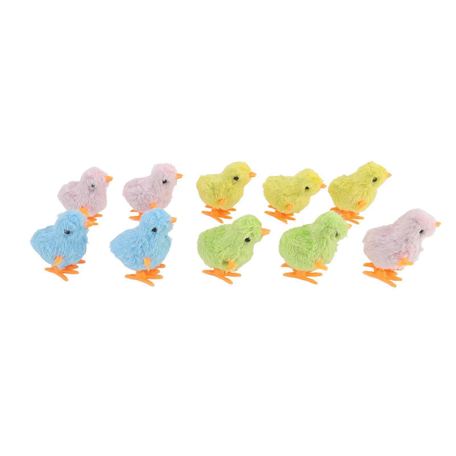 10pcs Clockwork Chick Toy Cute Fun Colorful Stuffed Chick Hopping Wind Up Toy for Cats Kittens Toddlers