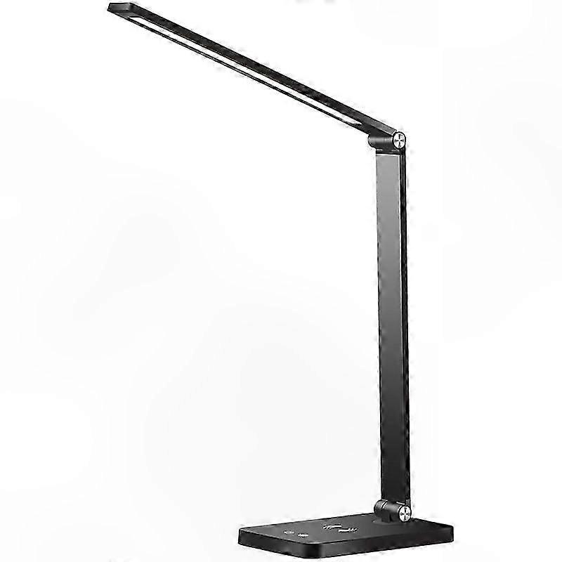 Adjustable LED Desk Lamp with USB Port, Dimmable Office Light for Reading and Studying, 25 Brightness Levels, Foldable Design