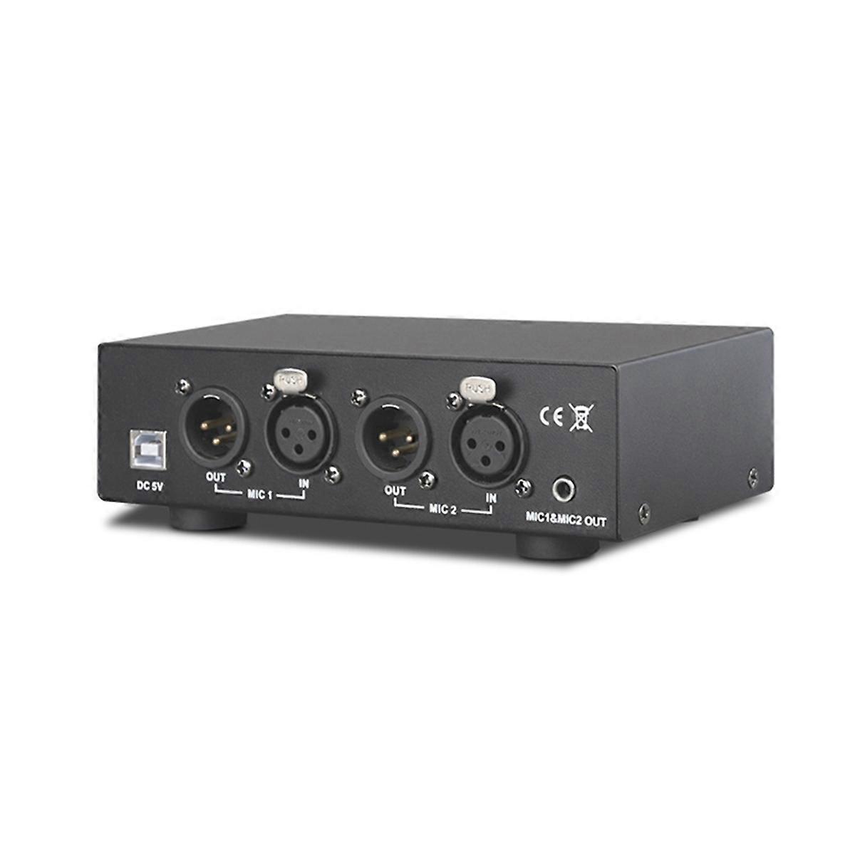 2 in 2 Out 48V Phantom Power Supply Universal Compact Phantom Power for Condenser Microphone Music R
