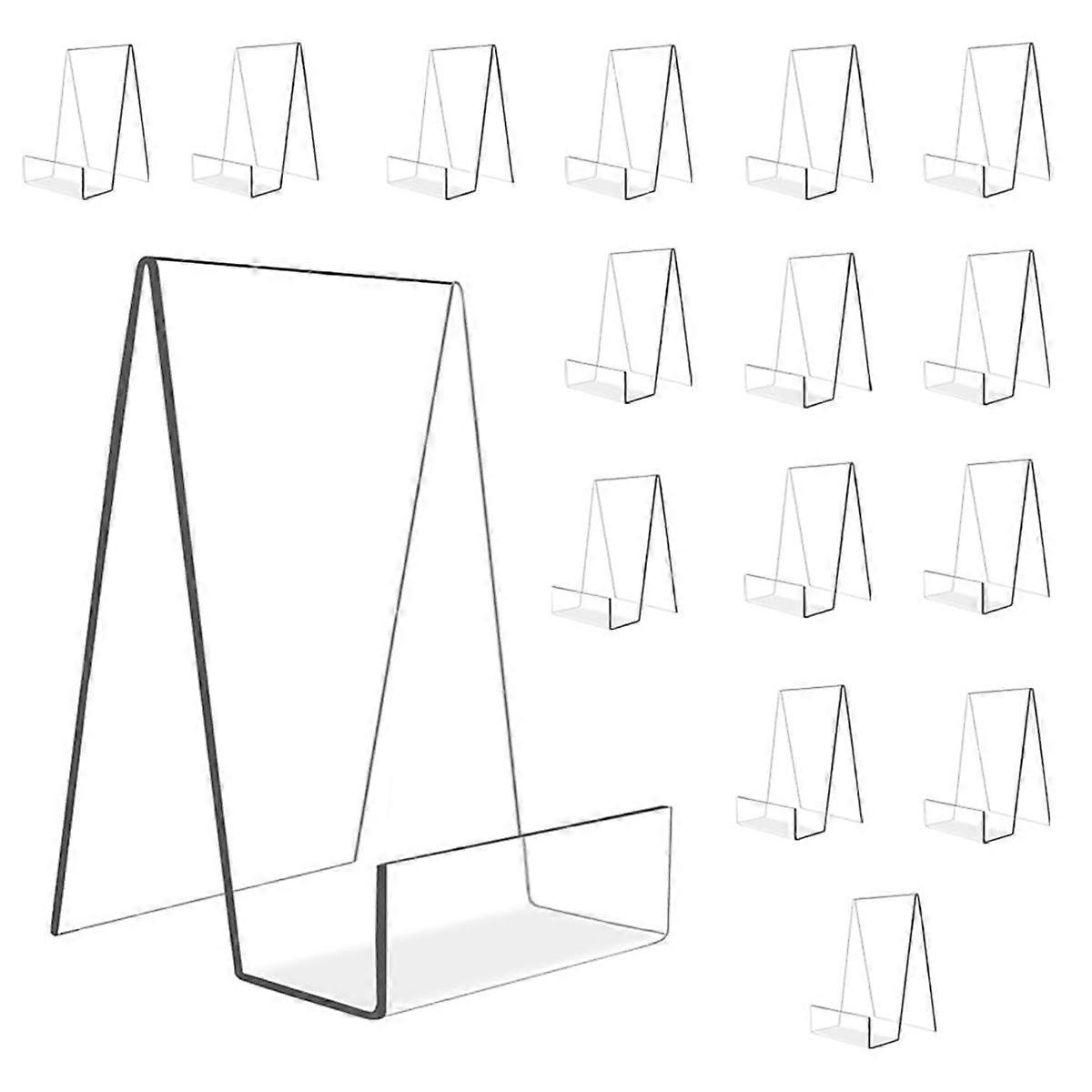 16Pcs Large Acrylic Book Display Stand,5.7x4Inch Display Stand with Ledge,Clear Acrylic Book Display