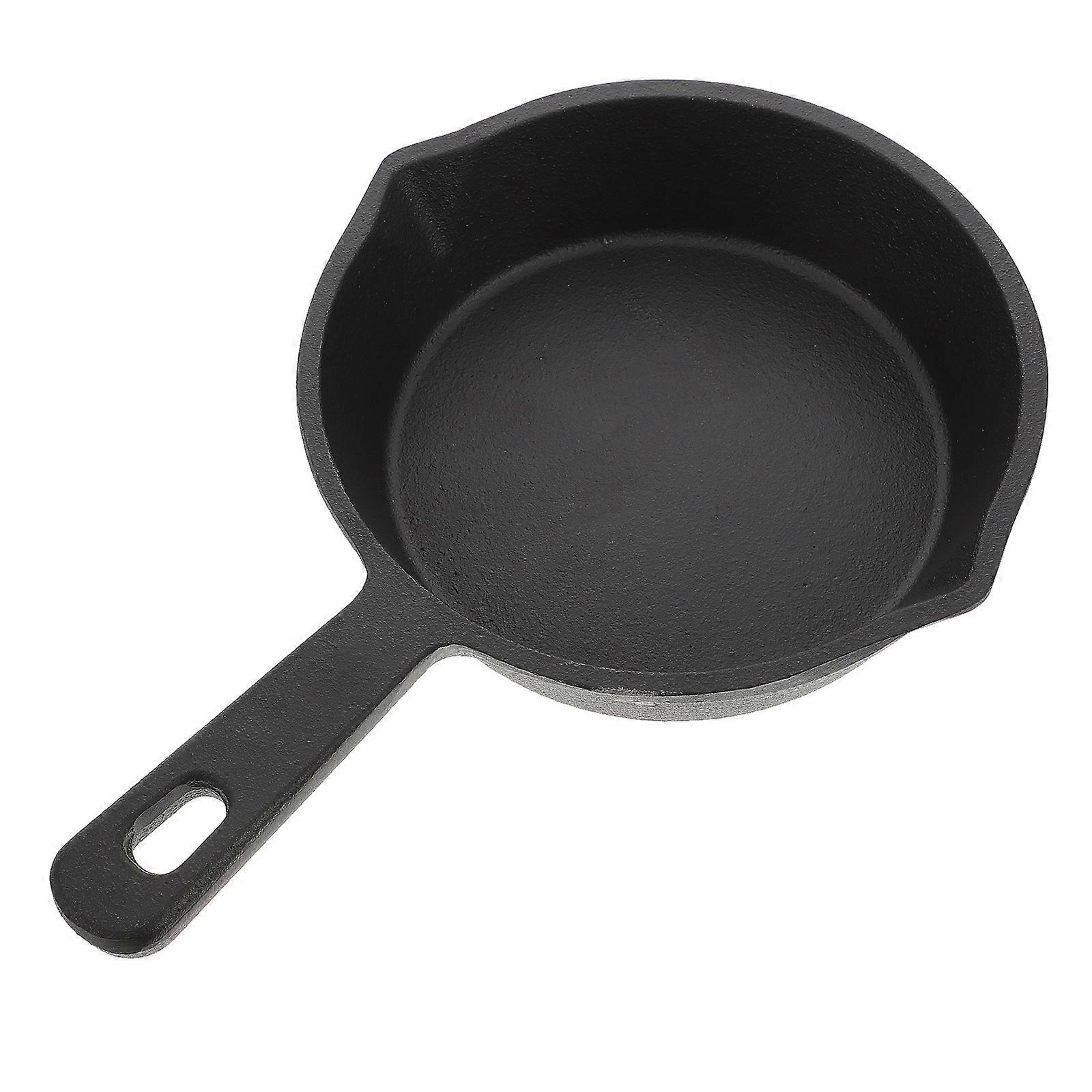 Nonstick Cast Iron Flat Bottom Mini Frying Pan 2Pcs For Gas Stove And Induction Cooker 22X15.5X3CM Black