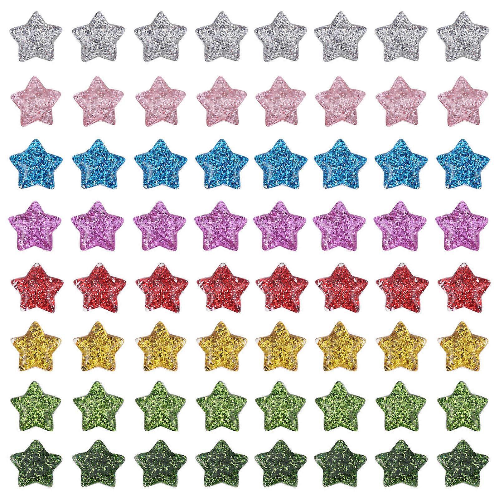Small Stars For Crafts Flat Back Star Charm Star Beads For Diy Projects Assorted Color 0.6X0.6X0.2In Resin Fine Workmanship 60Pcs