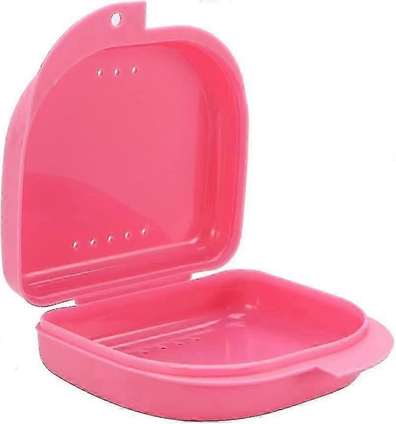 Portable Flip Snap Braces Retainer Storage Box Denture Placement Box (Pink) 2025