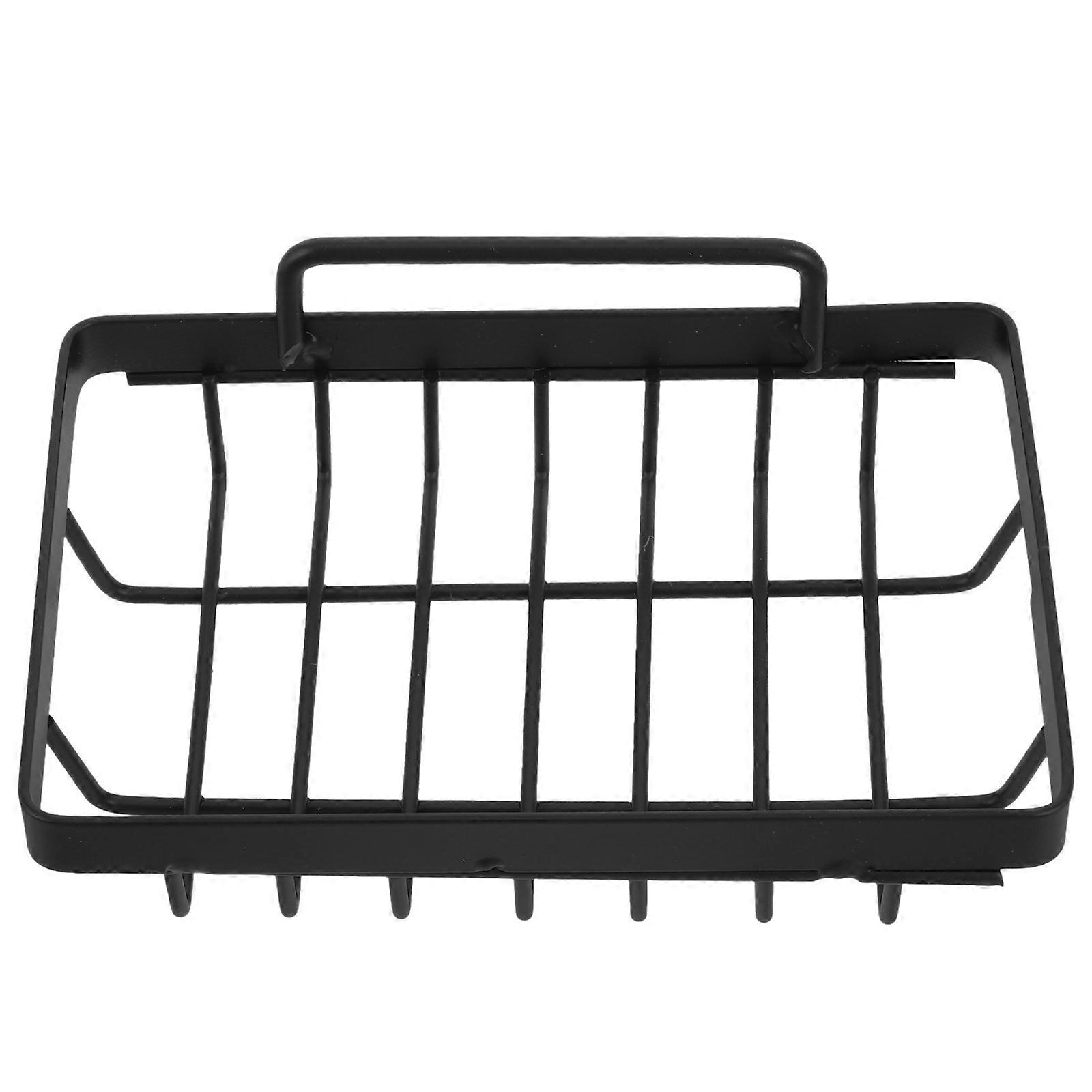 Triangular Soap Dish 2Pcs Self Draining Organizer For Bathroom Kitchen Use Black Carbon Steel Efficient Drainage