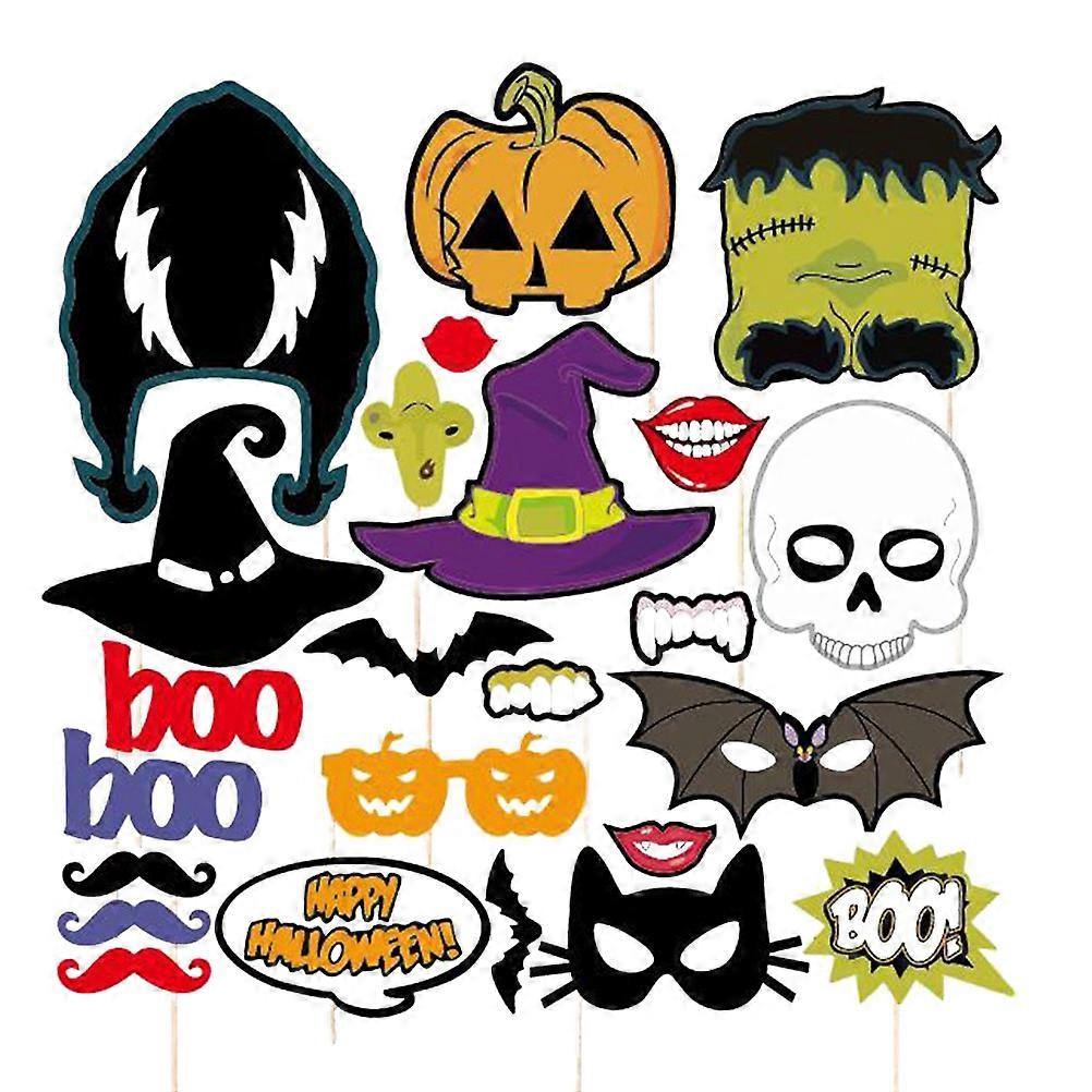 Halloween Photo Props Set Mask for Party 48Pcs on A Stick Assorted