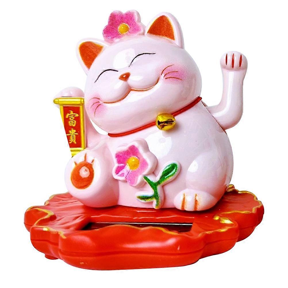 Solar Powered Waving Cat Decoration For Car Dashboard 5Pcs Japanese Lucky Cat Design Unique Decorative Piece