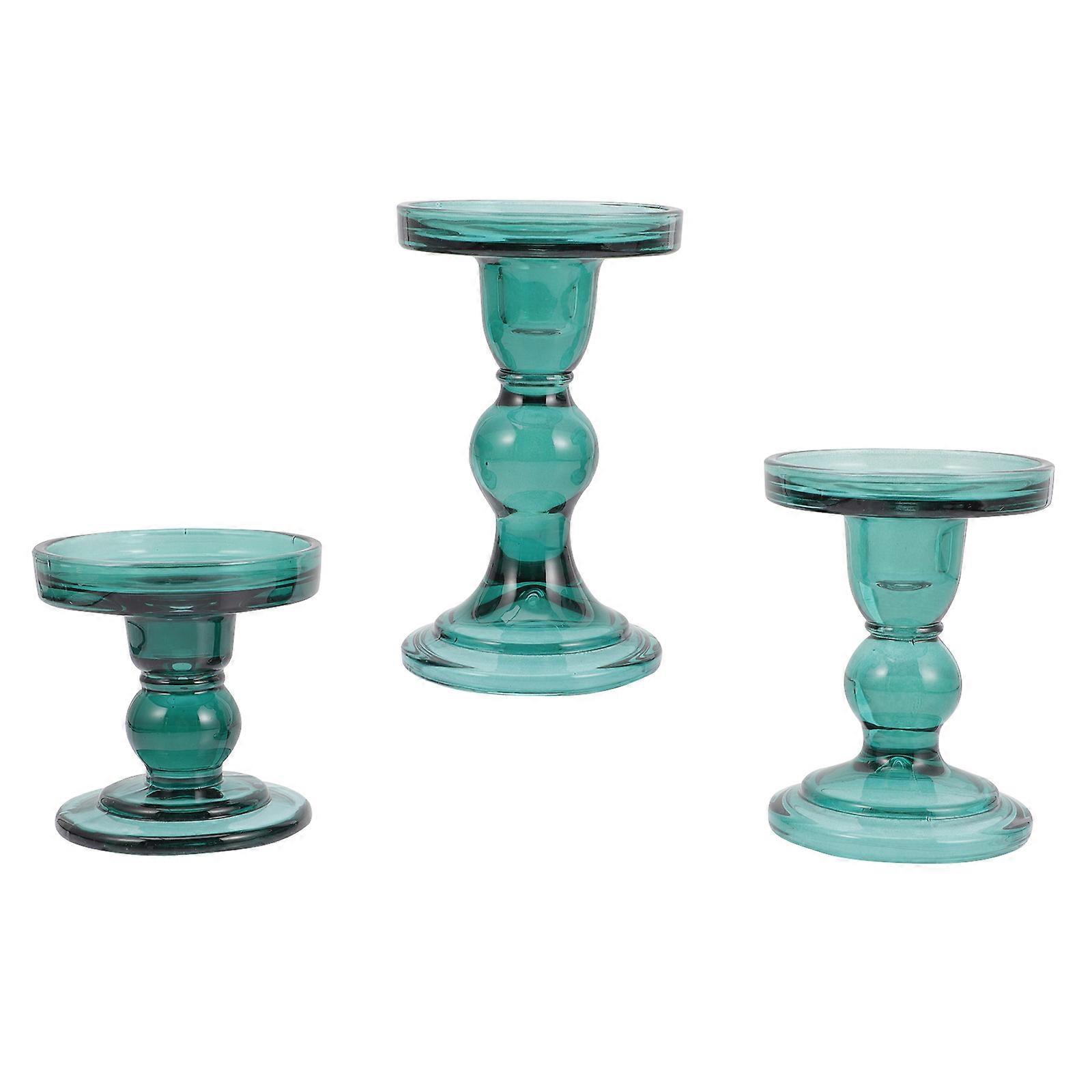 Glass Candle Holder for Dinner 2Sets Simple Decorative Candle Stand