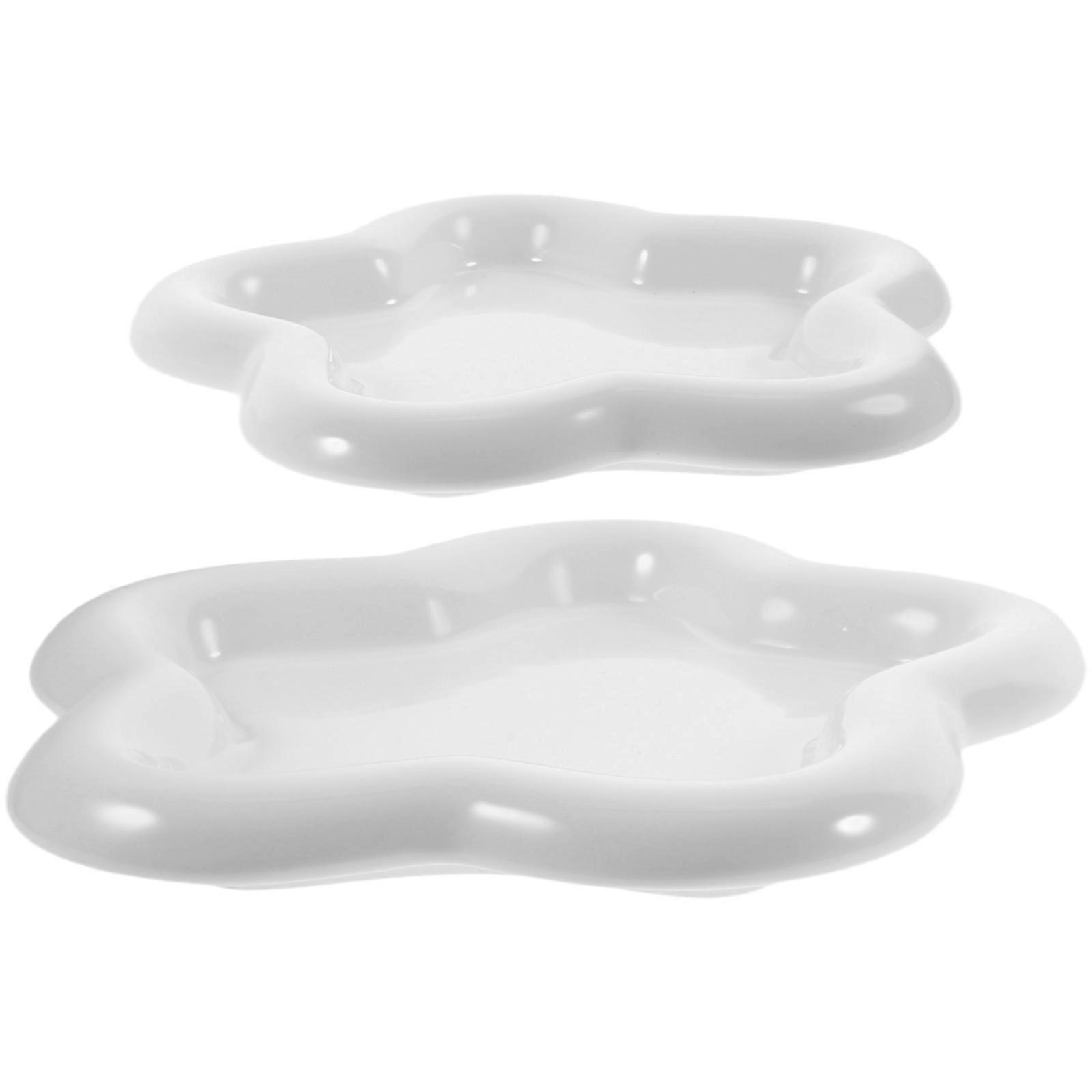 White Ceramic Food Dish for Storage Use 4Pcs Fruit Salad Serving Plate