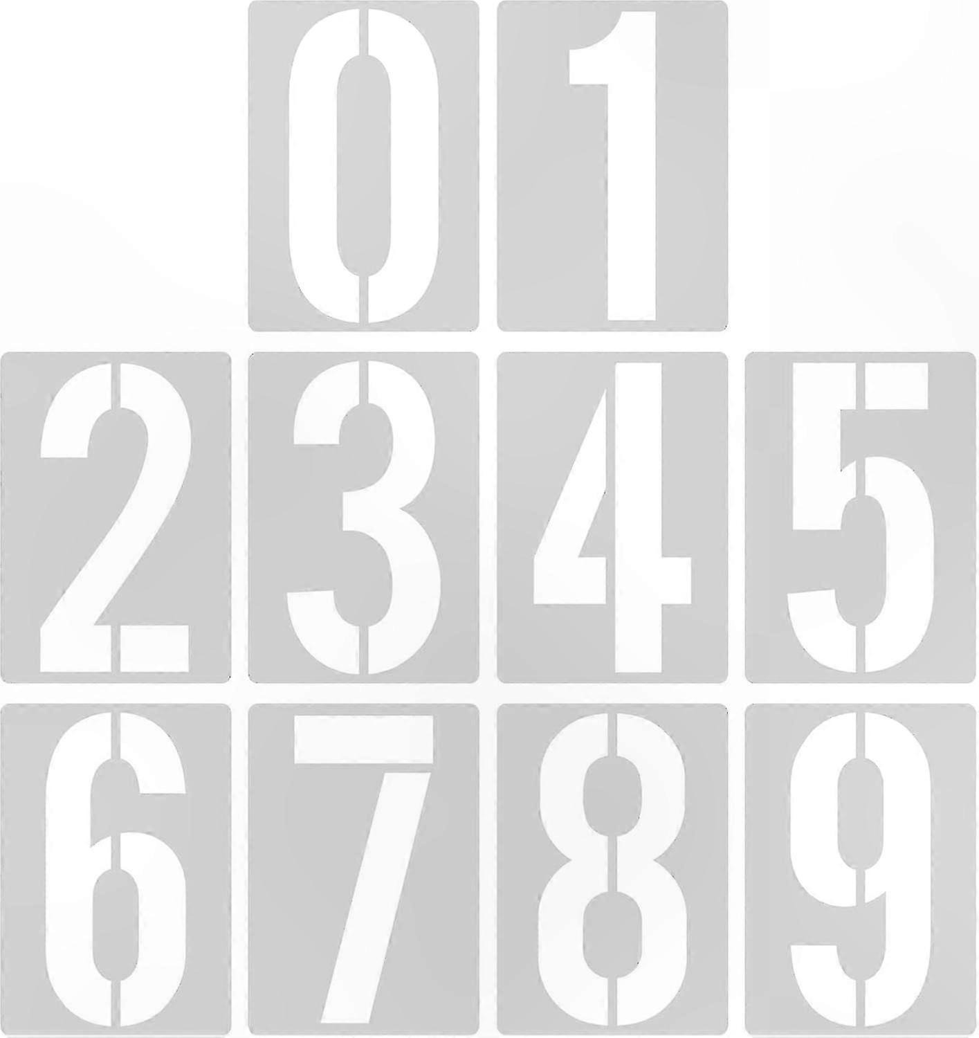 8-Inch Reusable Plastic Number Stencils, 0-9 Templates for Crafting and DIY Projects