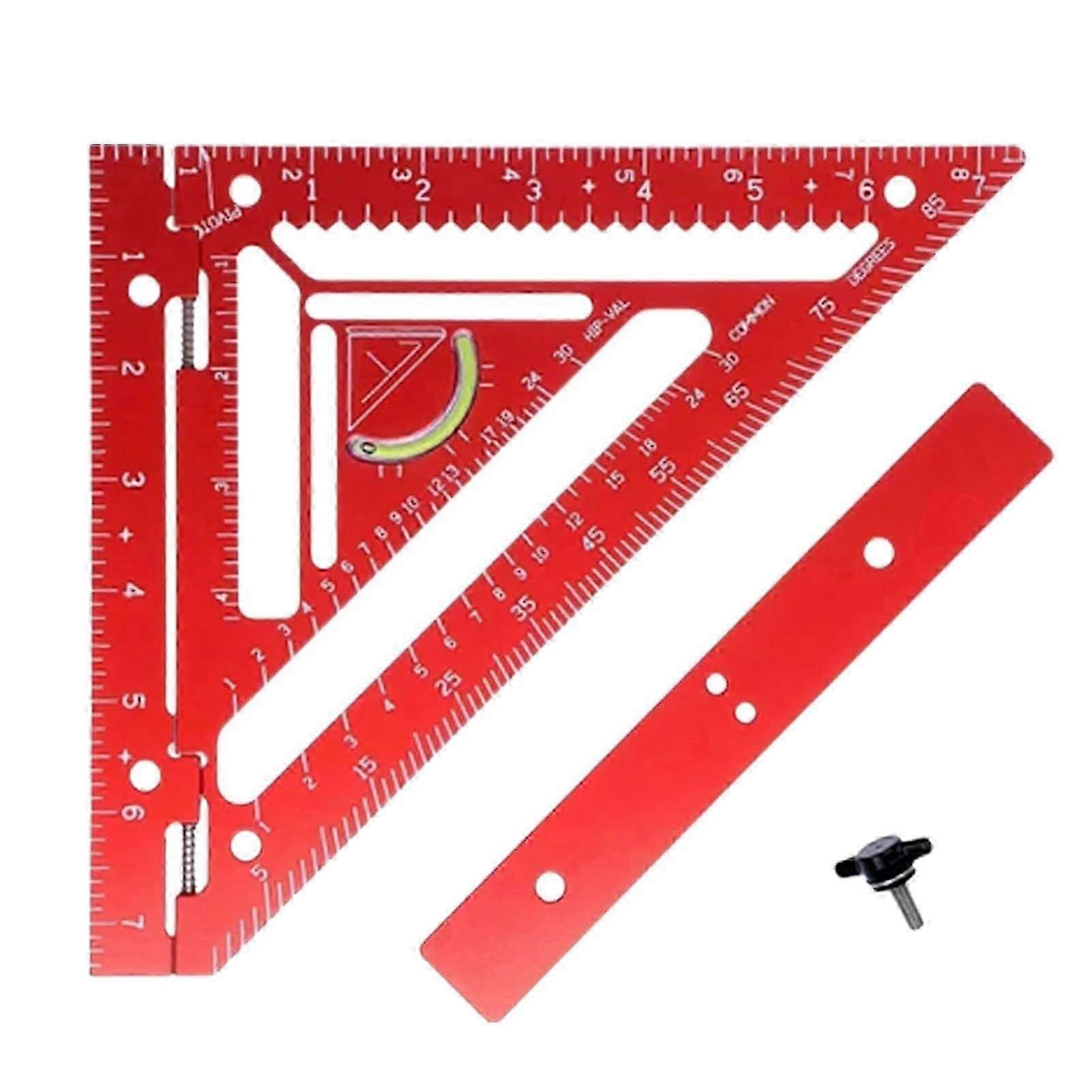 Rafter Square, Accurate Engraved Markings, Ergonomic Design Carpentry Square with Jig Block, Aluminum Alloy Triangular Ruler Layout Measuring Tool 26s