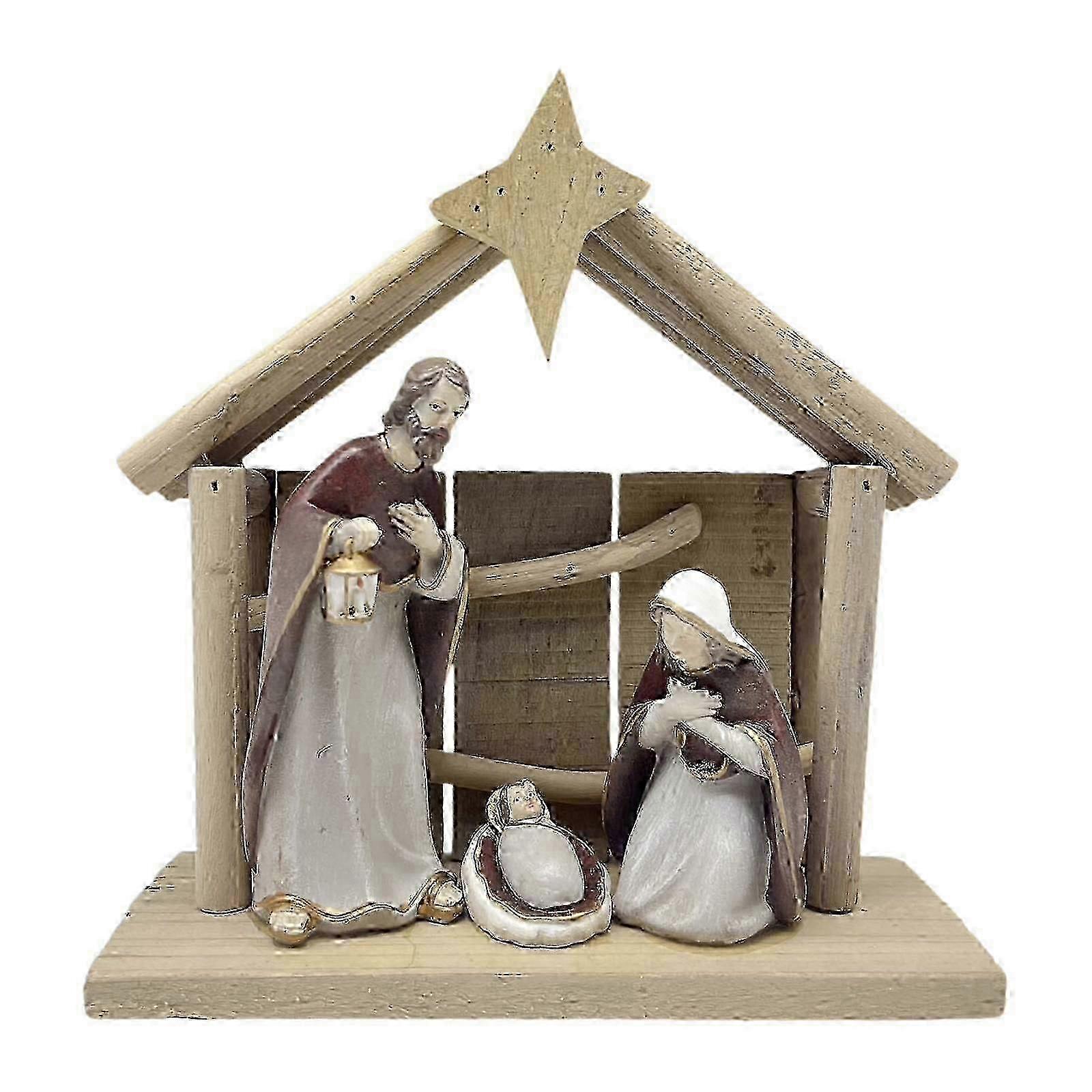 Christmas Manger Nativity Decorative Tabletop Figure for Desktop Shelf Table 26s
