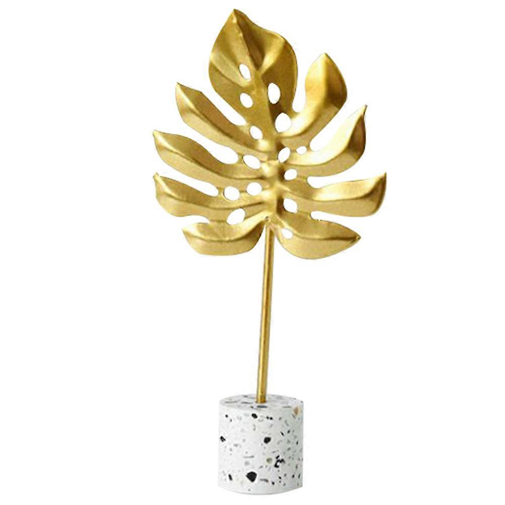 Golden Leaf Decor Metal Desktop Ornament for Decor 1Pcs