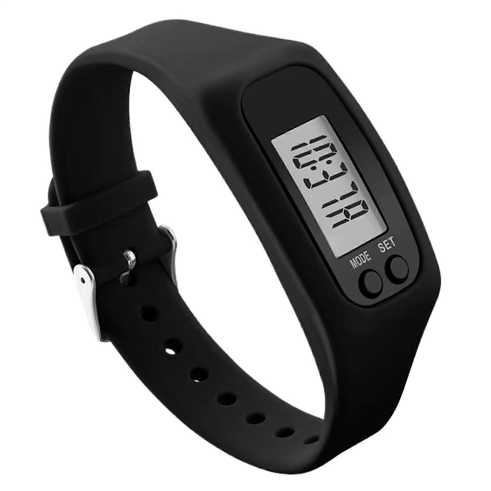 Pedometer Watch For Women And Men, Lightweight LCD Display, Large Screen Fitness Tracker For Walking And Running Black