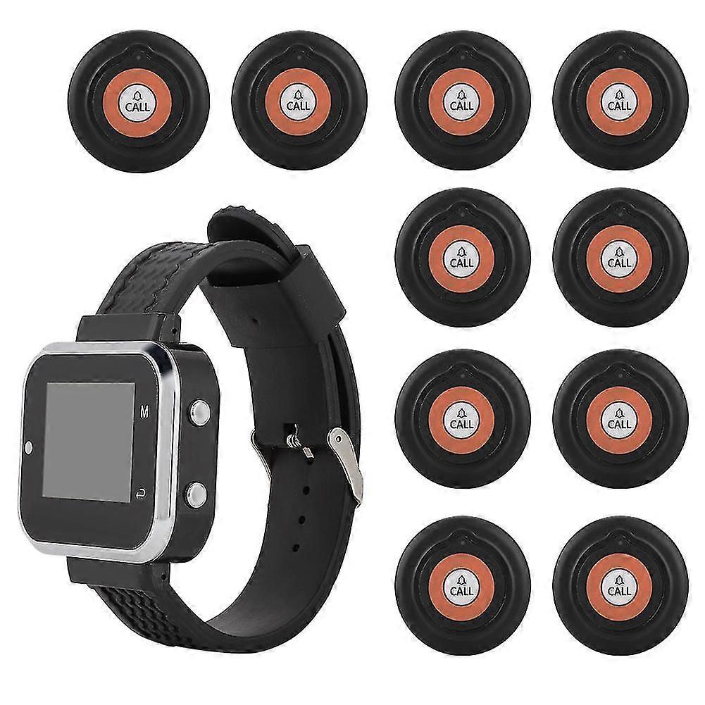 Smart Wireless Caregiver Pager Set compatible with Restaurant Paging System with Call Button (US Plug)