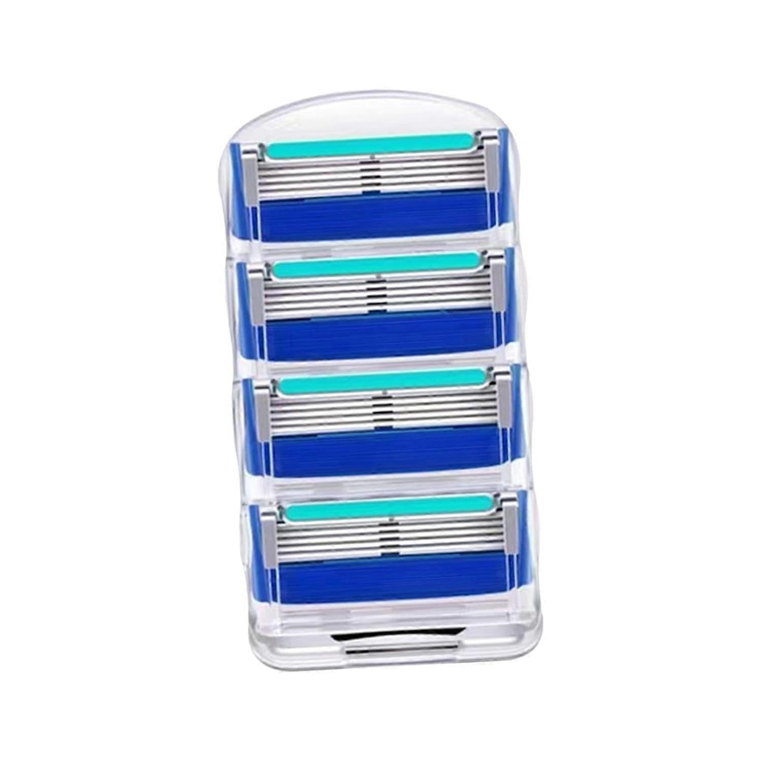 4x Shaver Blades Refills, Blade Replacement Cartridges, Refillable Refill Shaver Cartridges for Men Beard, Blue