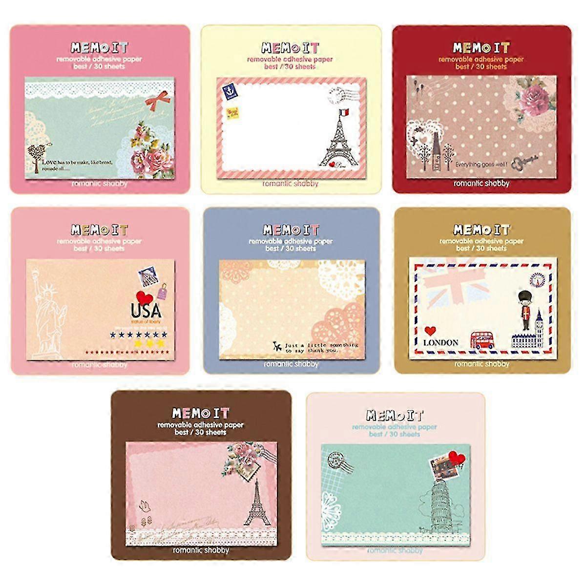 2025 Cute Cartoon Sticky Notes Portable 20 Sheet Self Stick Notes Creative Square NotepadEuropean American Retro Architecture Series