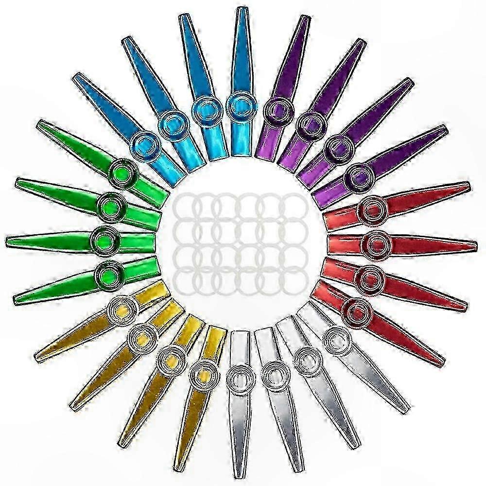 6-Color Metal Kazoo Set with 24 Diaphragms, Perfect for Ukulele and Violin Enthusiasts