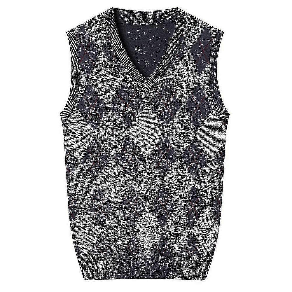 رجل الكشمير البلوز الصوف مزيج بلا أكمام متماسكة الخامس الرقبة سترة