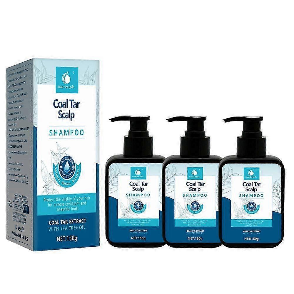 1-3X Coal Tar Scalp Shampoo Antidandruff Shampoo, Coal Tar Extract Scalp Relief Shampoo for Seborrheic Dermatitis, Soothes Itchy Scalp, Hydrates Hair