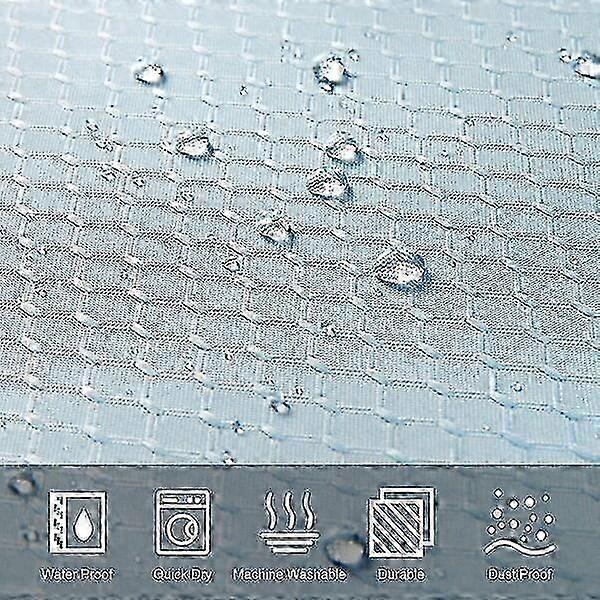 Waffle Weave Shower Curtain 180x200cm Waterproof Mildew Resistant with 12 Hooks