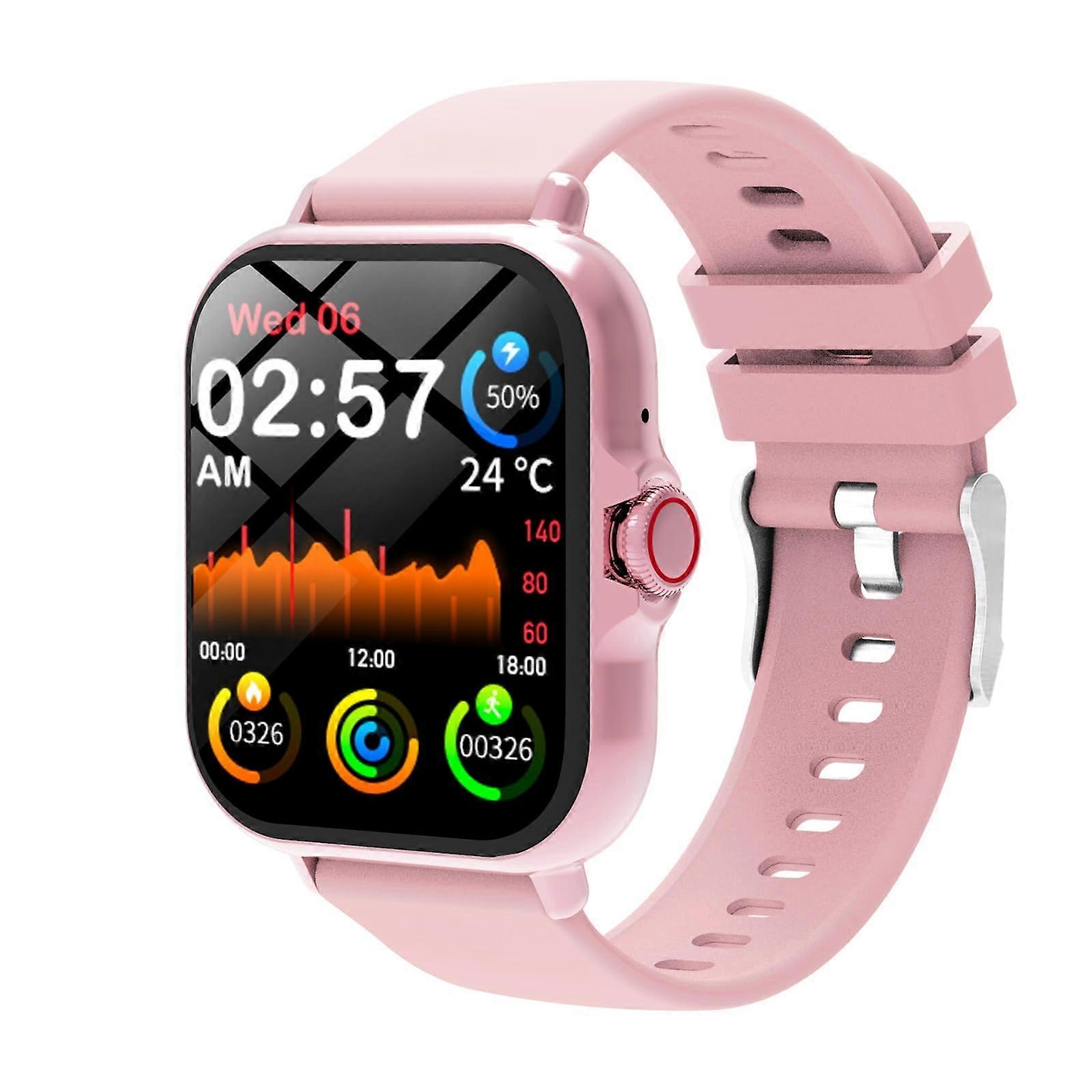 Smart Sports Smartwatch with 1.96" HD Touch Screen, Bluetooth Calling, Sleep Tracking, Pedometer, iOS Compatible Pink
