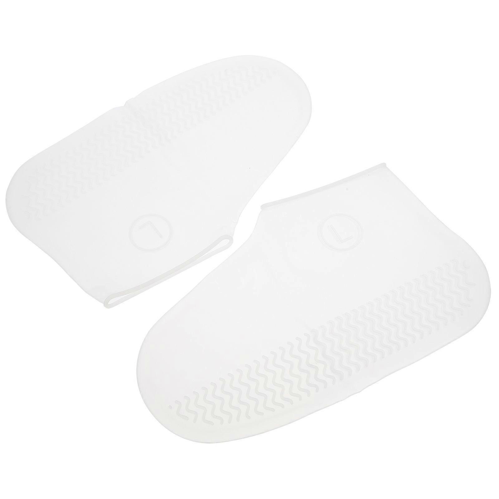 1ペアの防雨靴プロテクターシリコーン靴カバー屋外用耐久性のある靴スリーブLホワイト