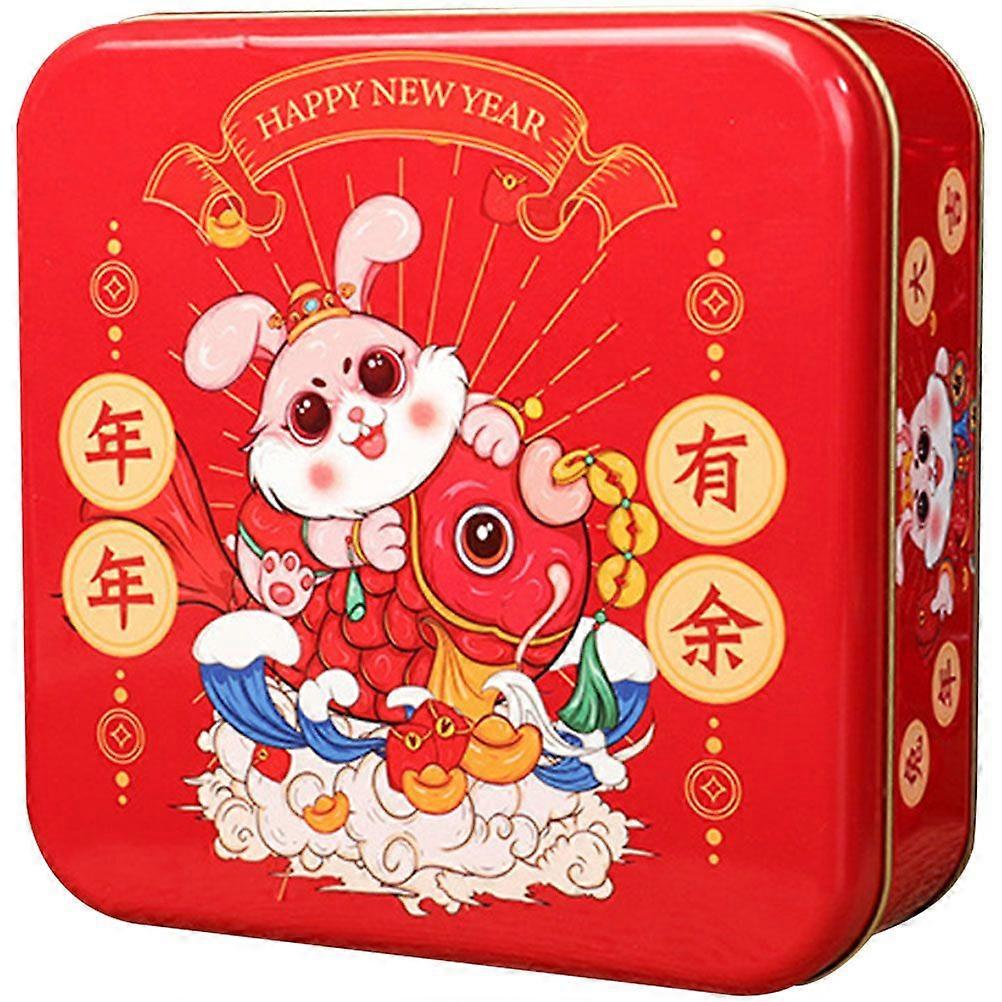 Iron Packing Box Rabbit Pattern Candy Box Chinese New Year Biscuit Storage Box