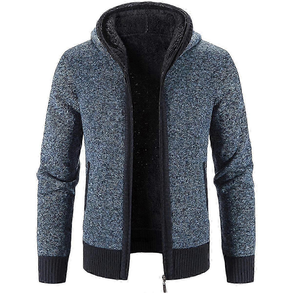 Gruby sweter z dzianiny dla mężczyzn z polarową podszewką