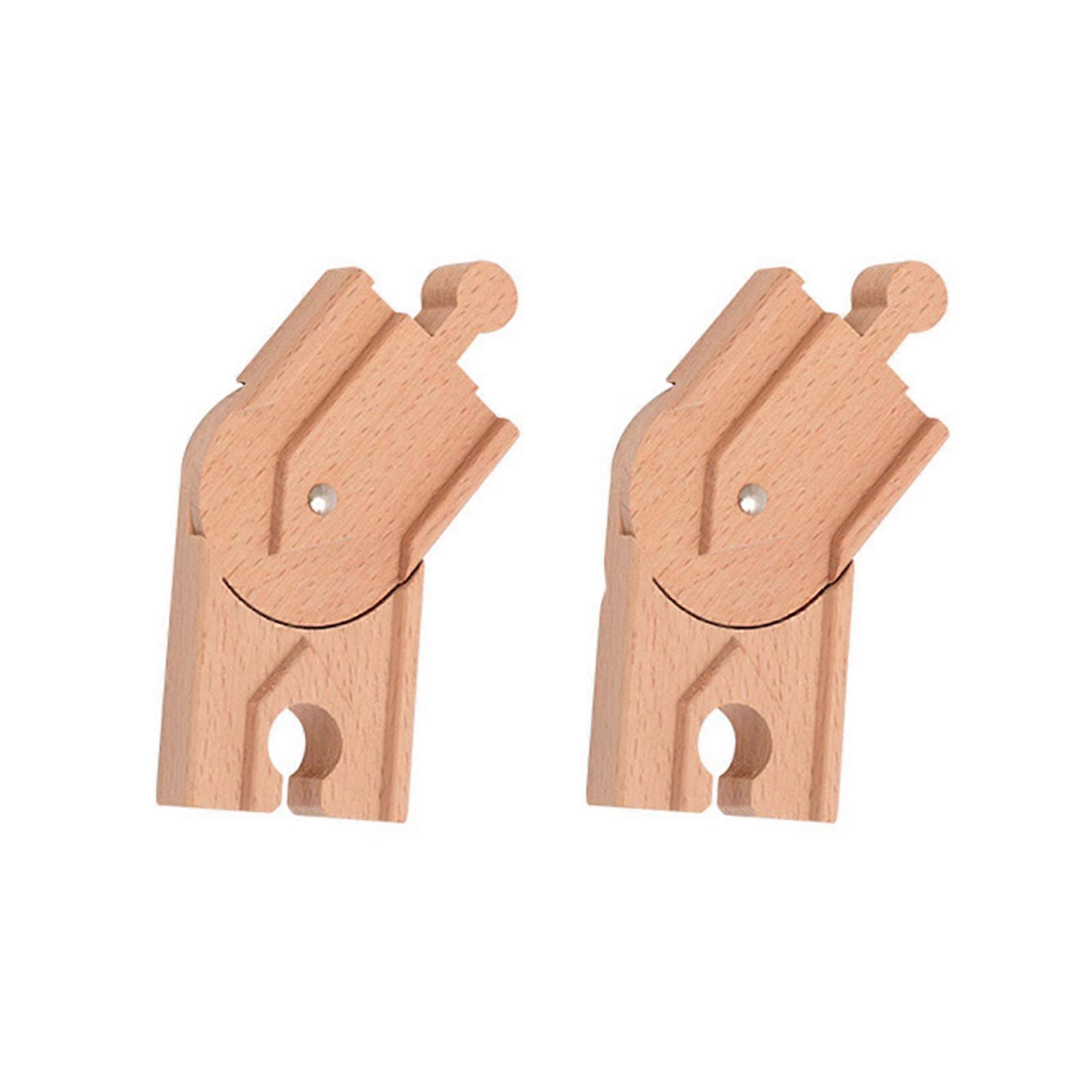 Wooden Train Accessories 2 Pieces Smooth Wood Track Compatible With Multiple Rail Sets Multicolor
