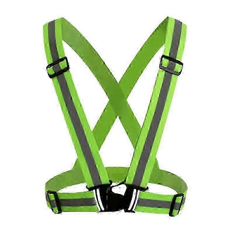 Green reflective vest safety vest, adjustable elastic running reflective device, with 2 reflective wristbands and armbands