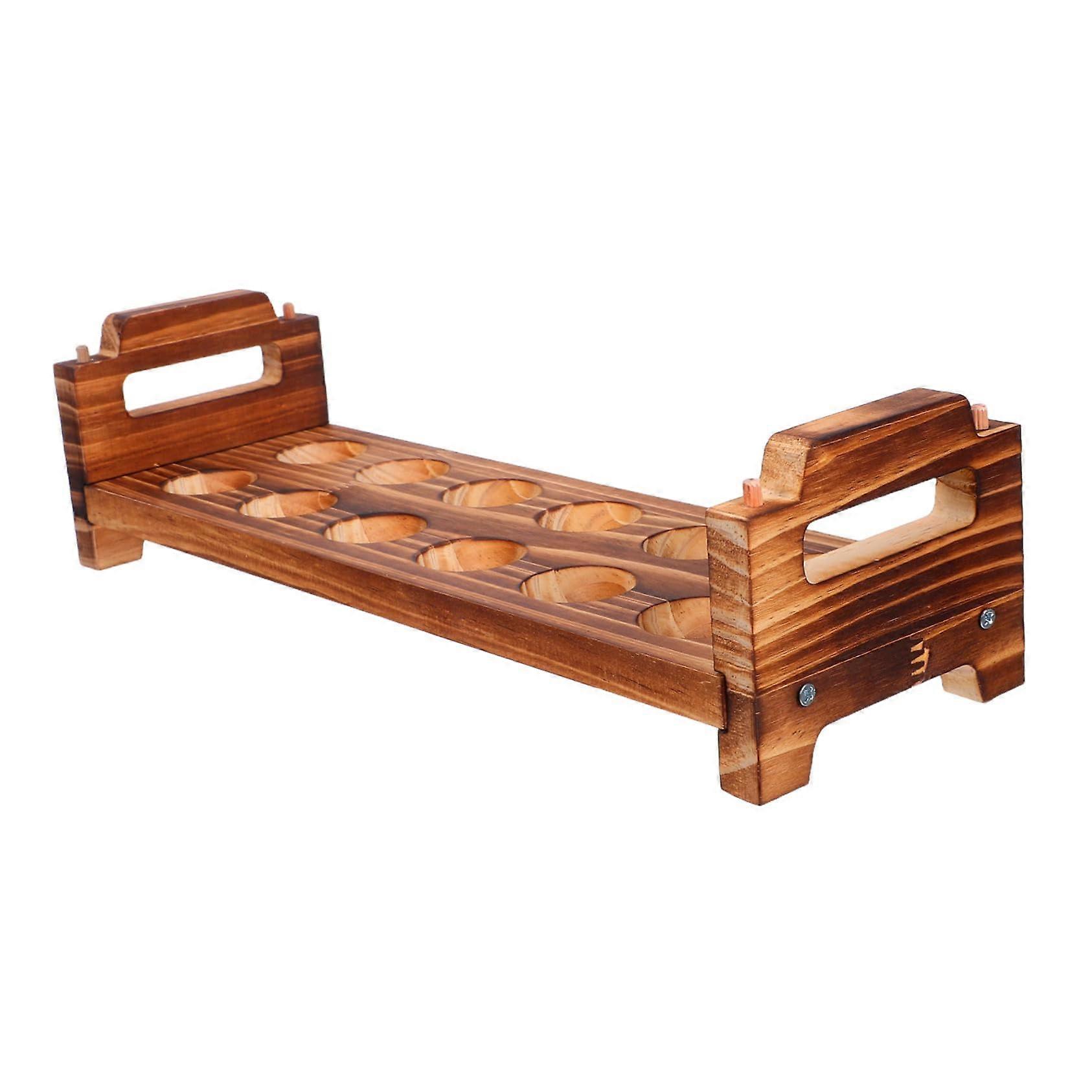Stackable Wooden Egg Holder Rack Rustic Farmhouse Tray for Kitchen Countertop and Fridge Display