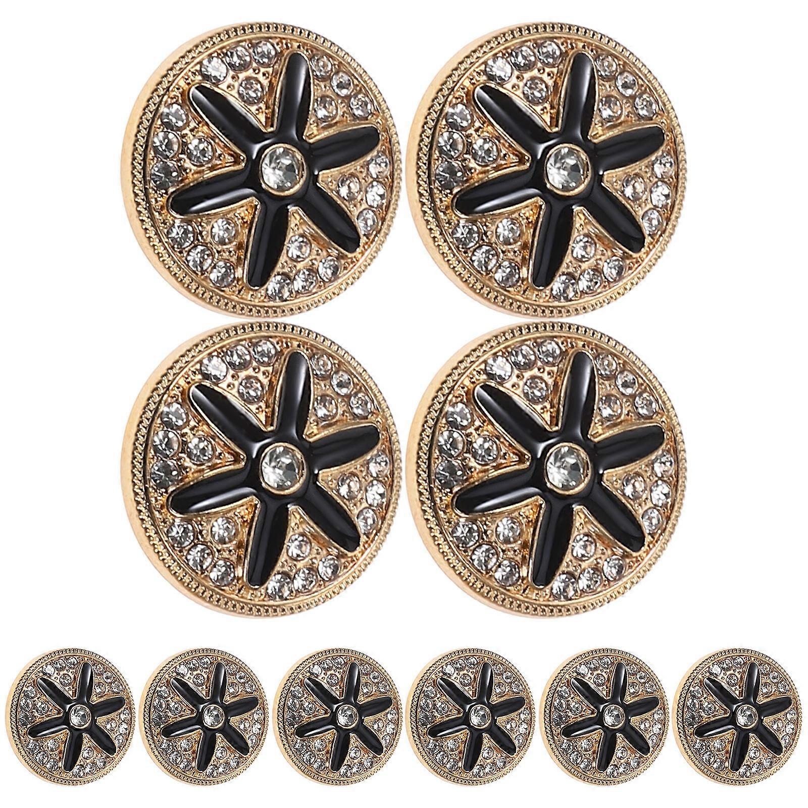 Round Button Metal Overcoat Button for Clothes 1Set 10 Black Buttons