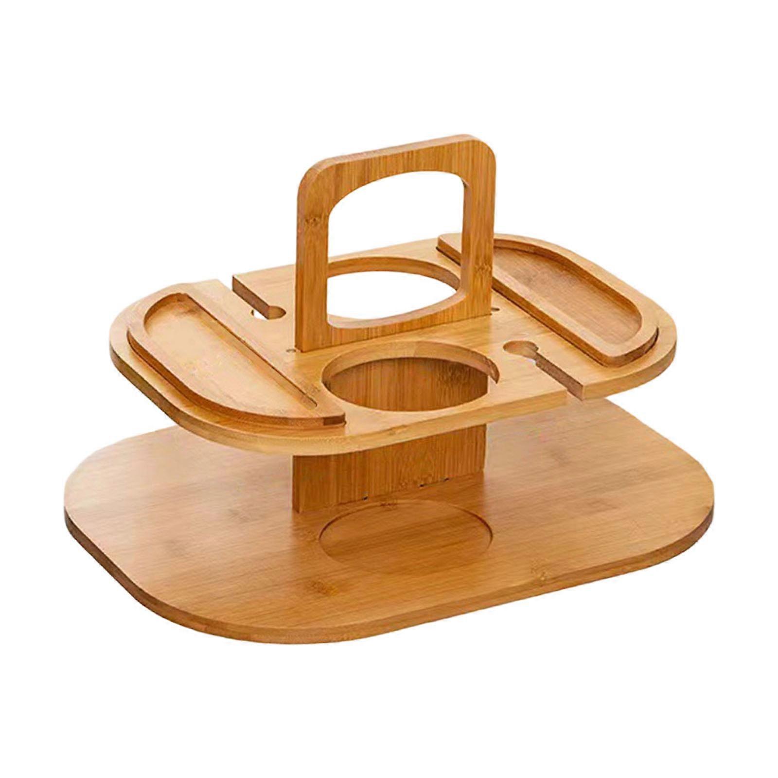 Foldable Natural Wood Construction Portable Tray Detachable Assembly Table For Wine Storage And Fruit Display Multicolor