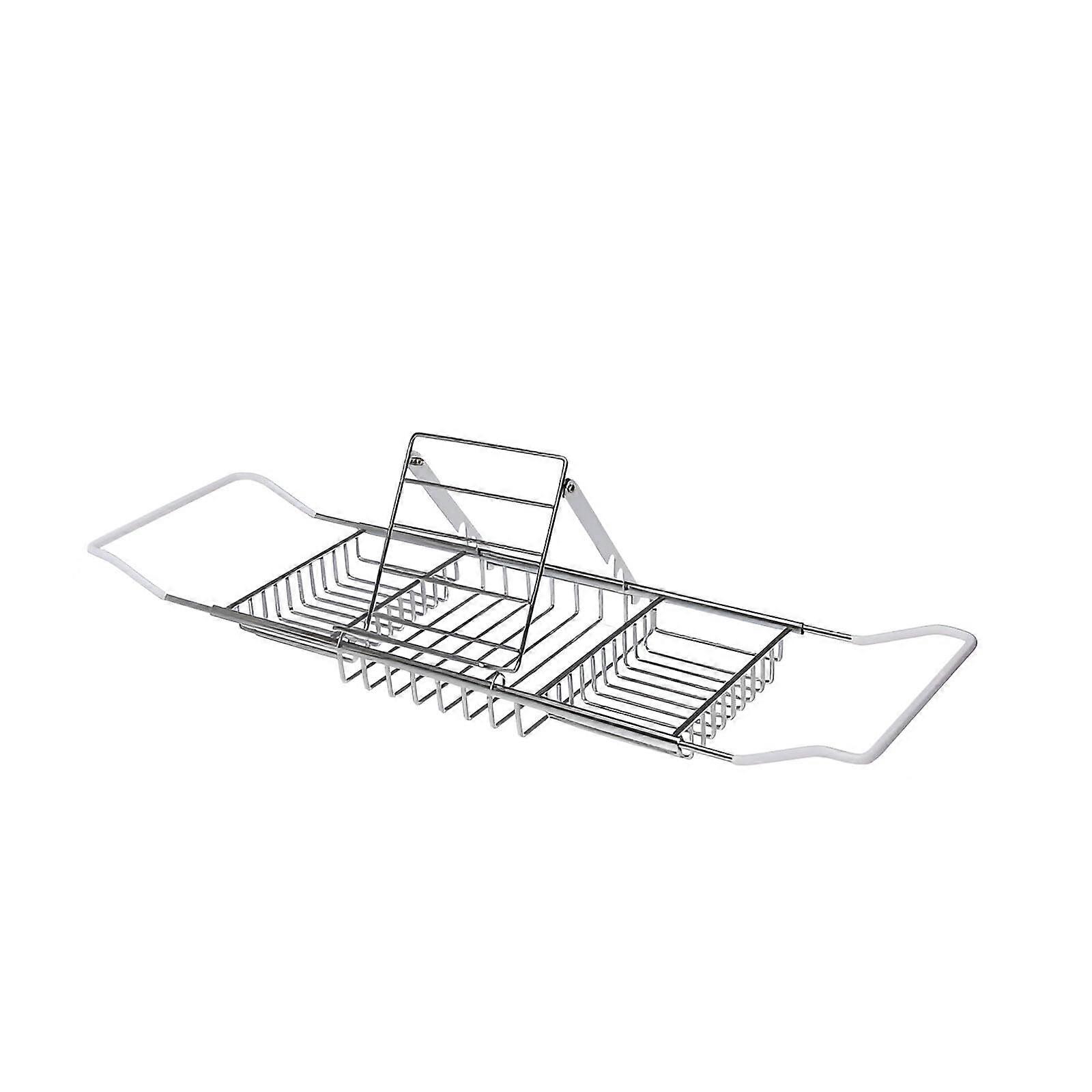 Expandable Stainless Steel Bath Tray with Adjustable Bathtub Shelf for Tablet and Relaxation