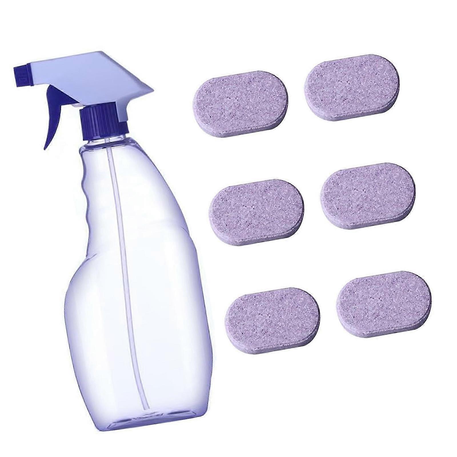 6Pc Cleaning Tablets With Reusable Sprays Bottle For Kitchen Greases Stain Odor Removal Nontoxic Fast Dissolve Solution Multicolor