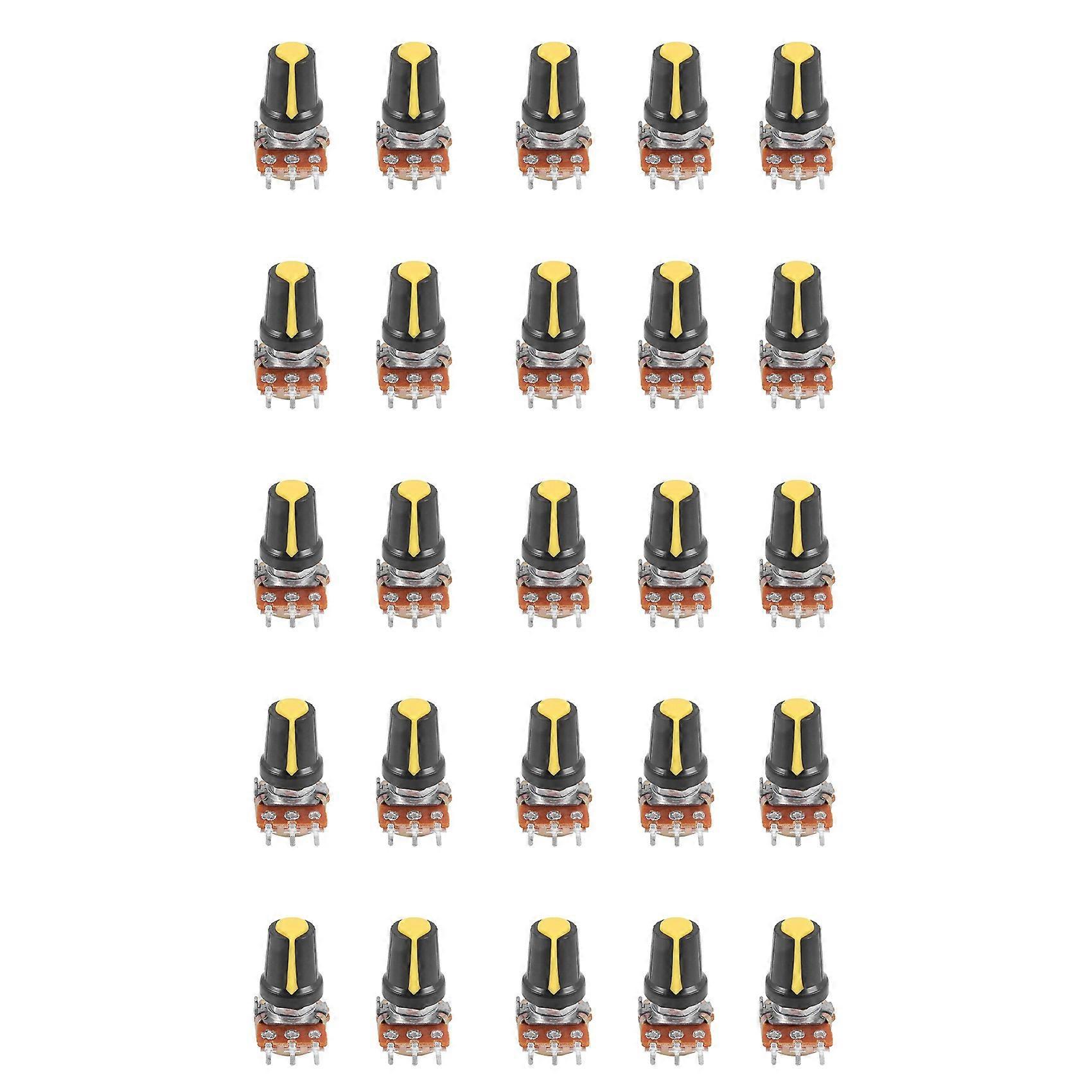 25 Piece 100K Ohm 3 Terminals Linear Taper Rotary Audio B Type Potentiometer Pot