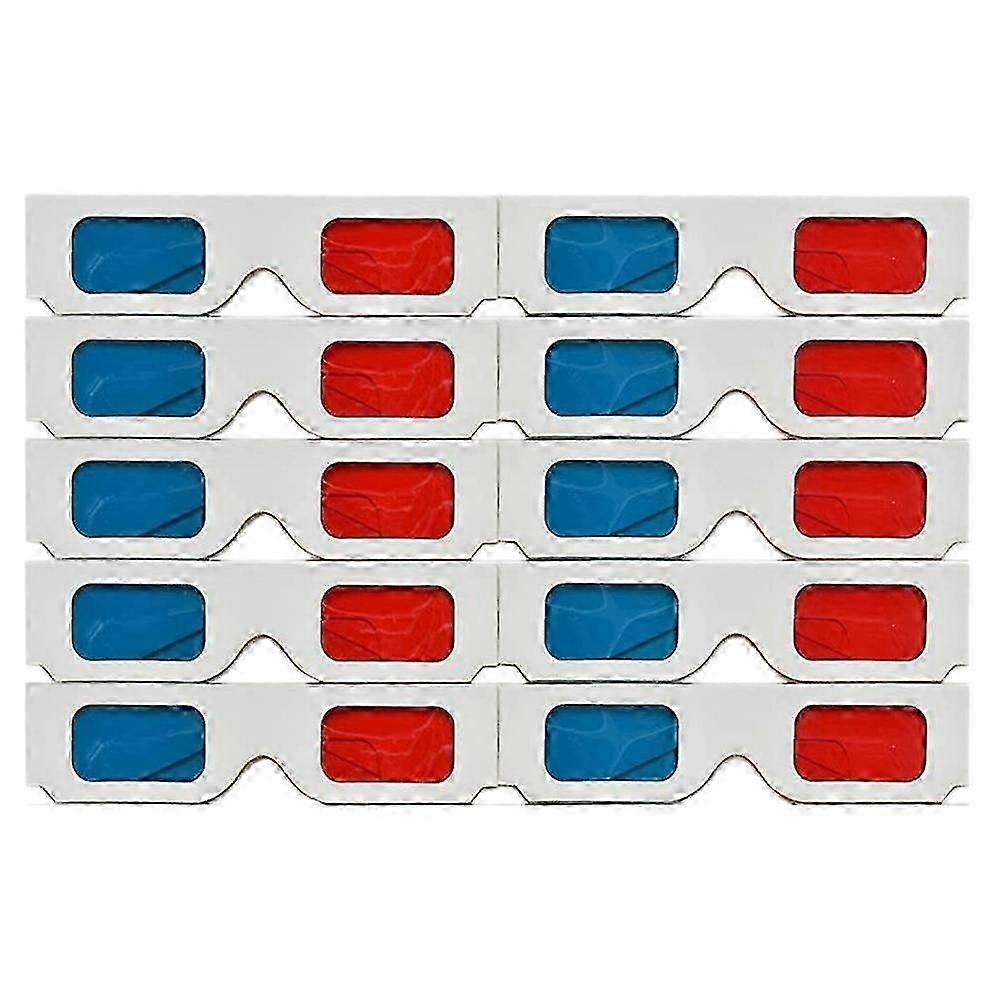 10 Pairs of Red & Blue Anaglyph Paper 3D Glasses - Ideal for Stereo Viewing