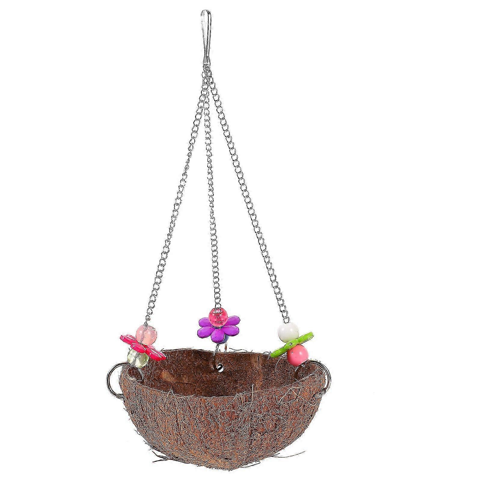 Coconuts Shell Bird Nest Hanging Bird House Natural Bird Nest Parrot Birdcage Bird Swing