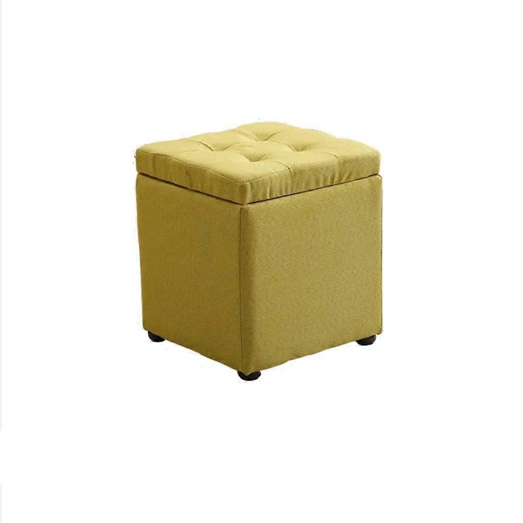 Bedroom Storage Bench Fabric Upholstered Square Ottoman Stool for Bed End and Shoe Changing