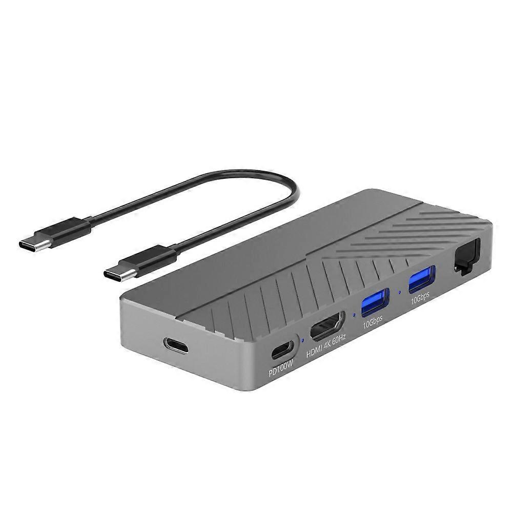 6-In-1 Expansion Dock M.2 Solid-State Mobile Hard Drive Box NVME/NGFF Laptop USB3.2 Extender Gray