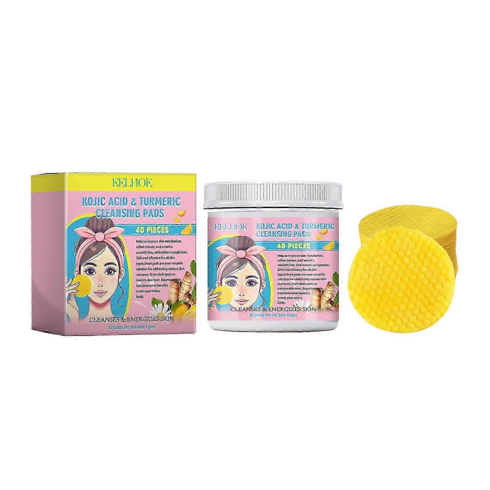 Turmeric Acid Cleansing Pads  Deep Cleanse  Balance Skin with Lemon  Orange Extracts, 40 Pads