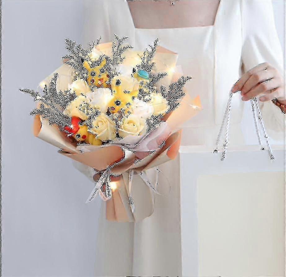 6 قطط سانريو أنيمي مرحبا كيتي باقة أفخم دمية محشوة Kawaii الصابون زهرة هدية مربع روز زهرة الكرتون هدايا عيد الحب-ص