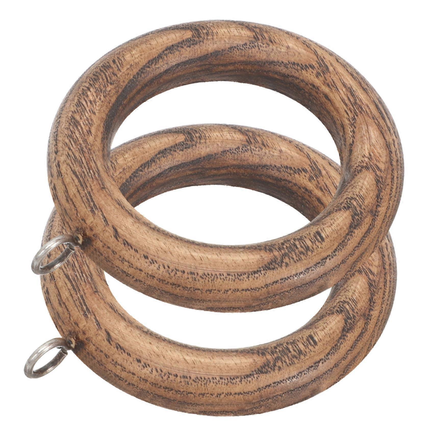 2pcs Wooden Curtain Rings with Hooks Smooth Sliding Roman Drapery Rod Holders for Windows