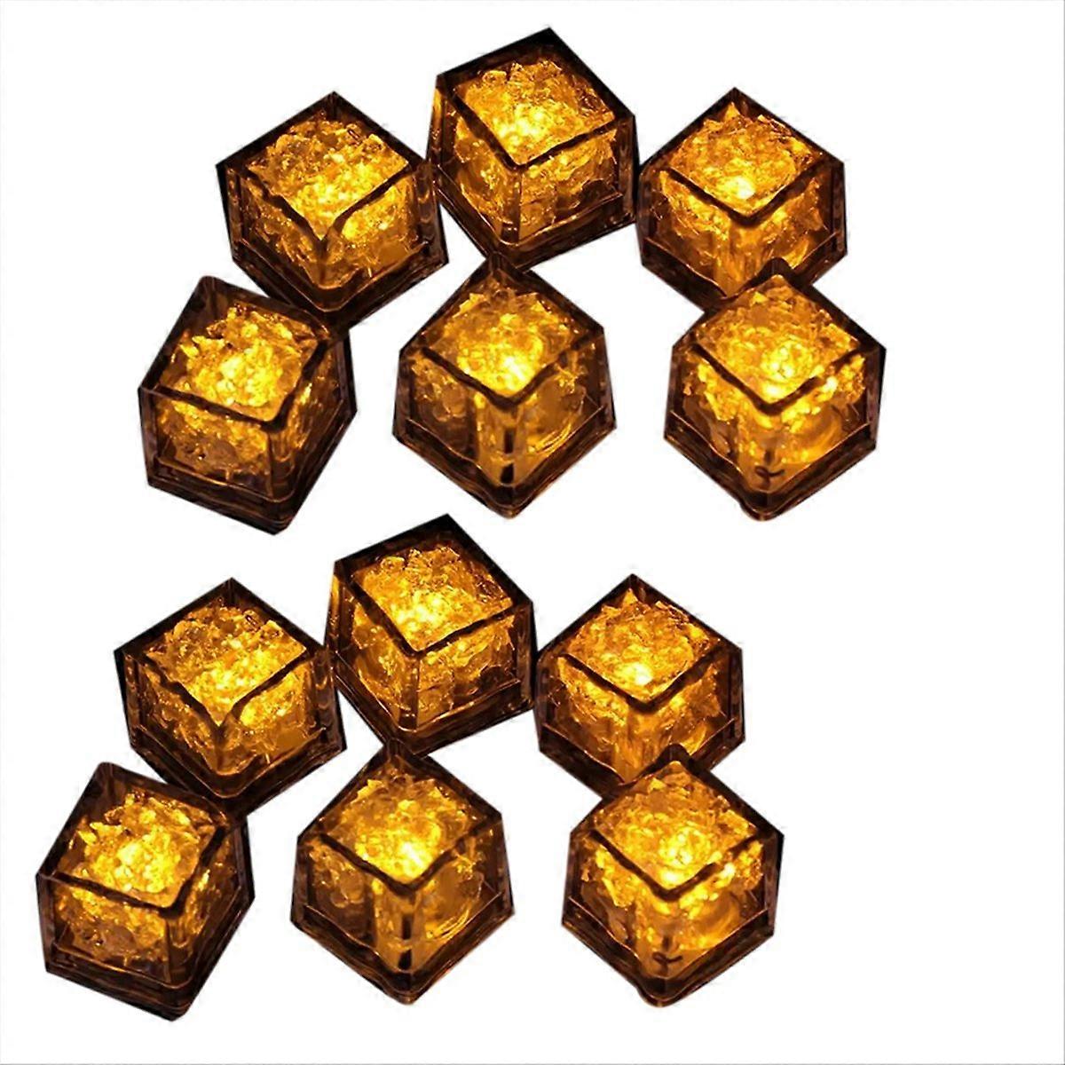 12PCS Waterproof LED Ice-Cube Flashing Glow in the Dark Light A