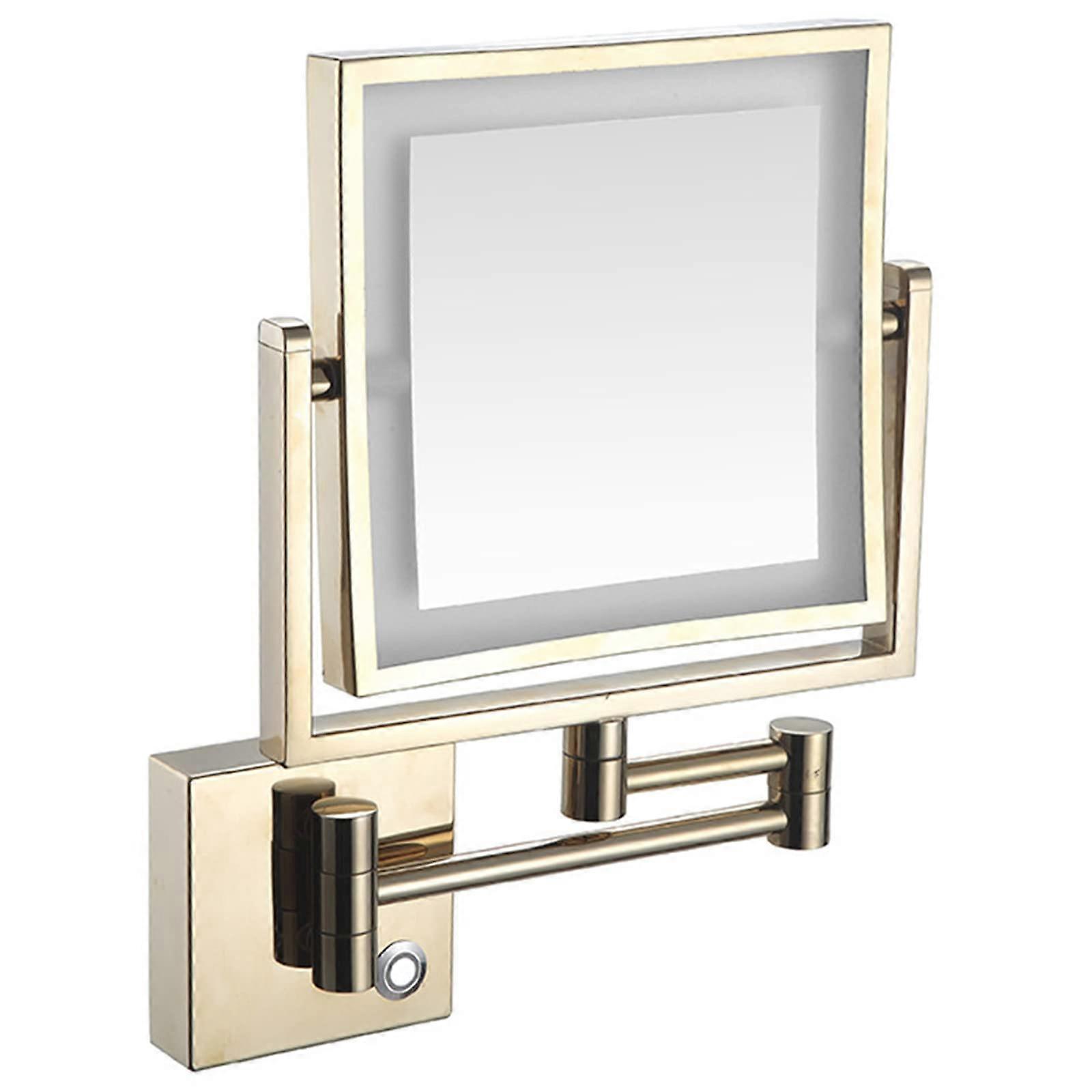 LED Lighted Makeup Mirror Wall Mounted DualSided 1X 3X Magnification Touch Sensor 360 Swivel