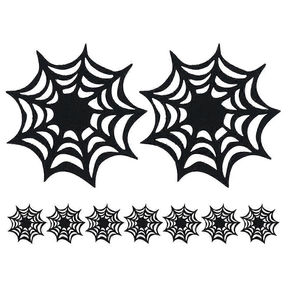 Halloween Coasters Felt Spider Web Heat Insulation 9Pcs Black Set
