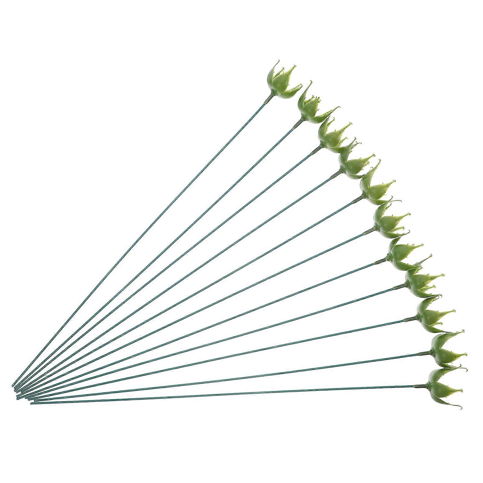 Artificial Flower Stem Rose Sepals for DIY Crafts 50Sets Green Plastic